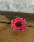 Beaded  Flower Napkin Ring, Fuchsia