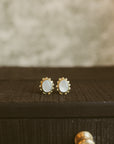 Earring, Brass & MOP Medallion