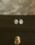 Earring, Brass & MOP Medallion