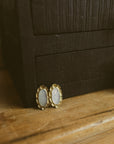 Earring, Brass & MOP Medallion