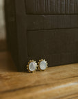 Earring, Brass & MOP Medallion