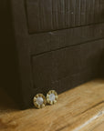 Earring, Brass & MOP Medallion