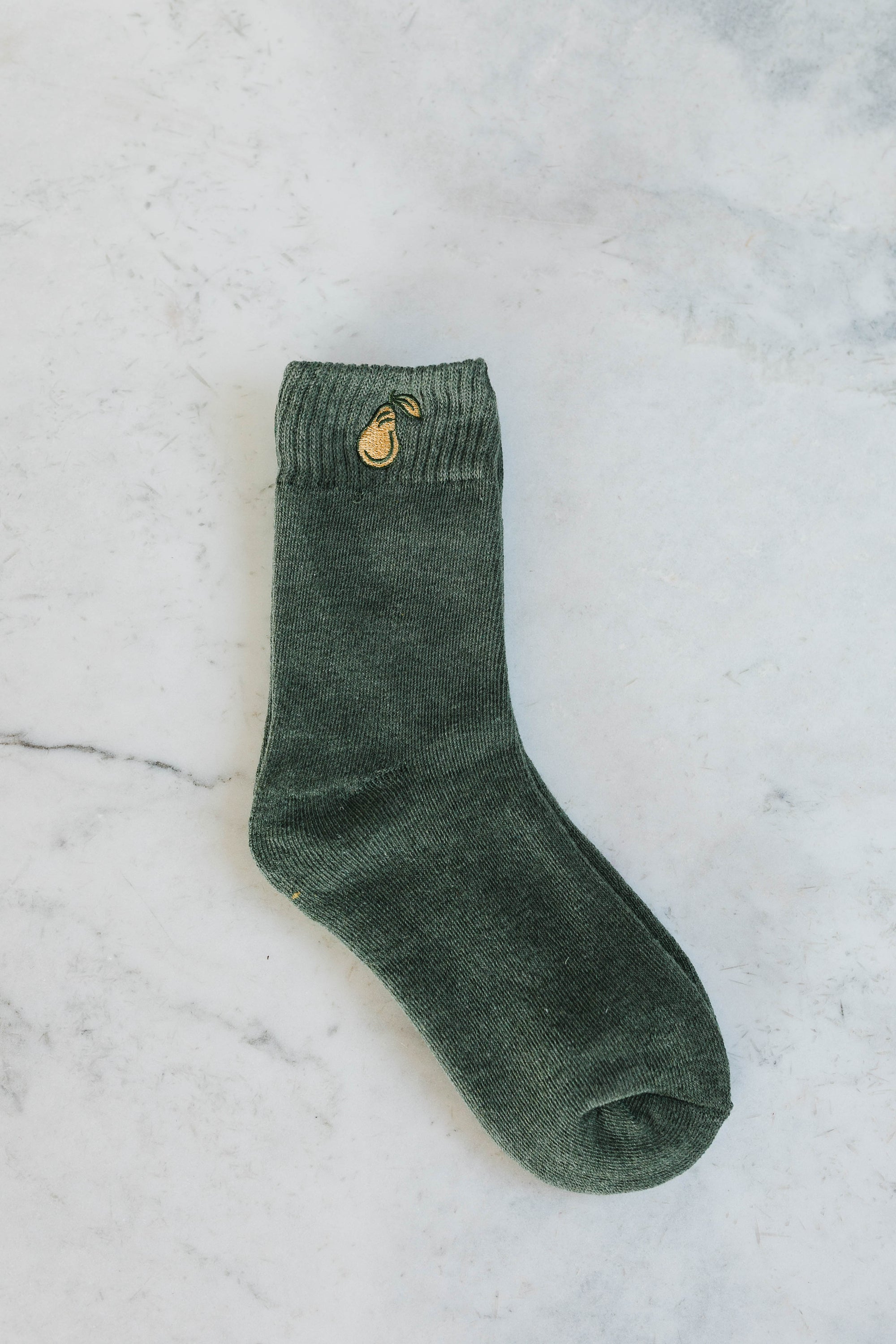 Pear Embroidered Socks