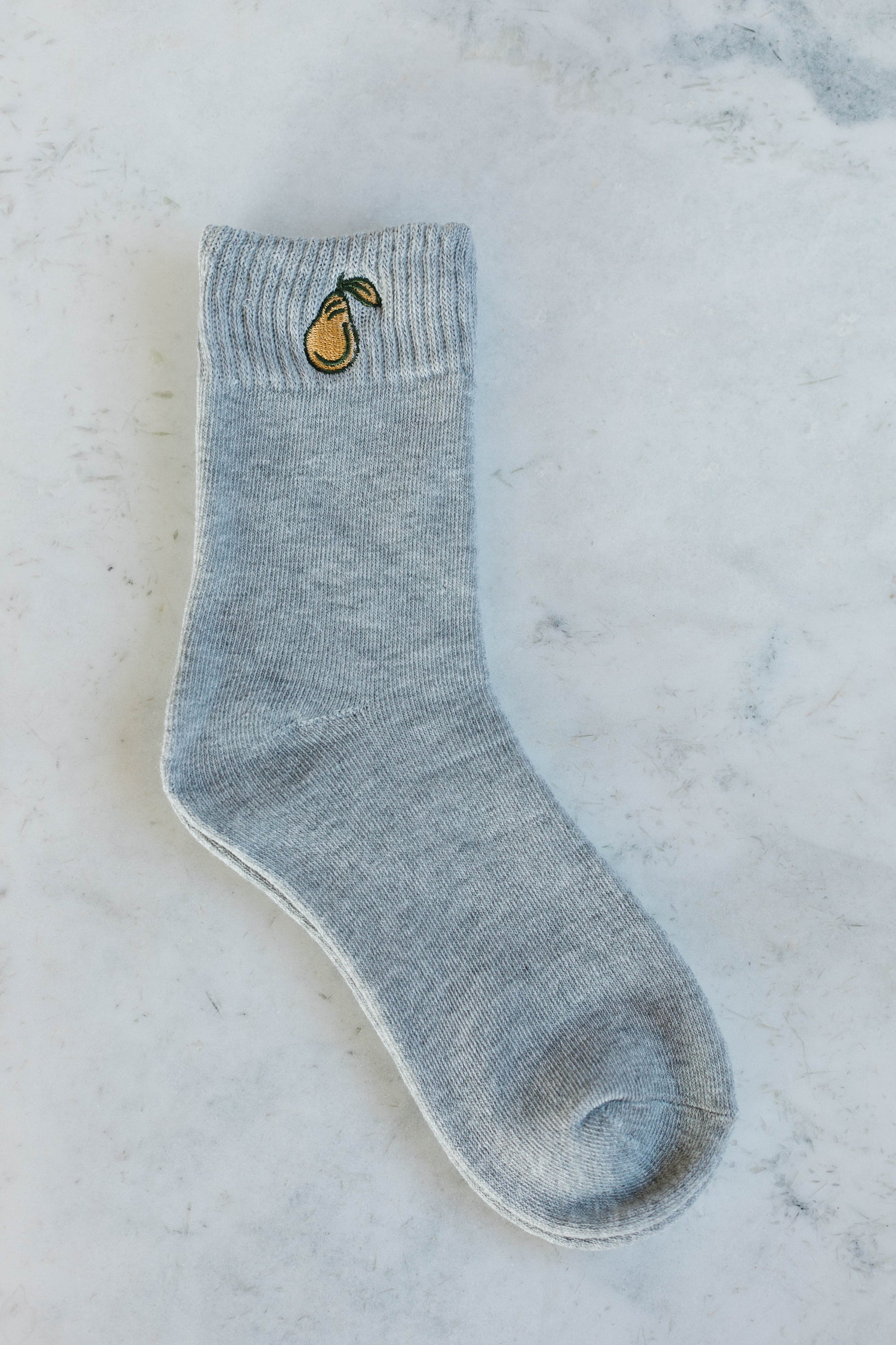 Pear Embroidered Socks