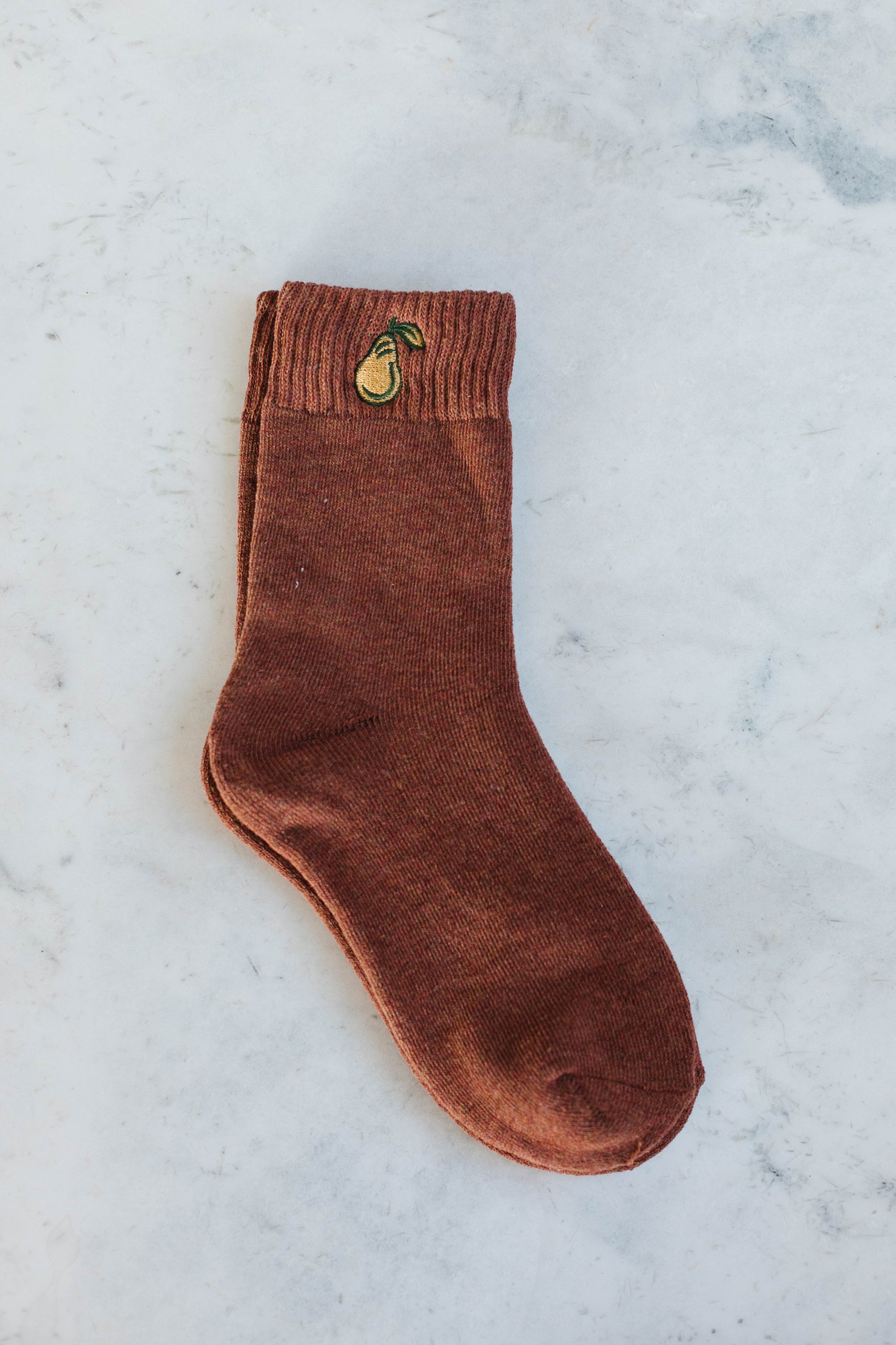 Pear Embroidered Socks
