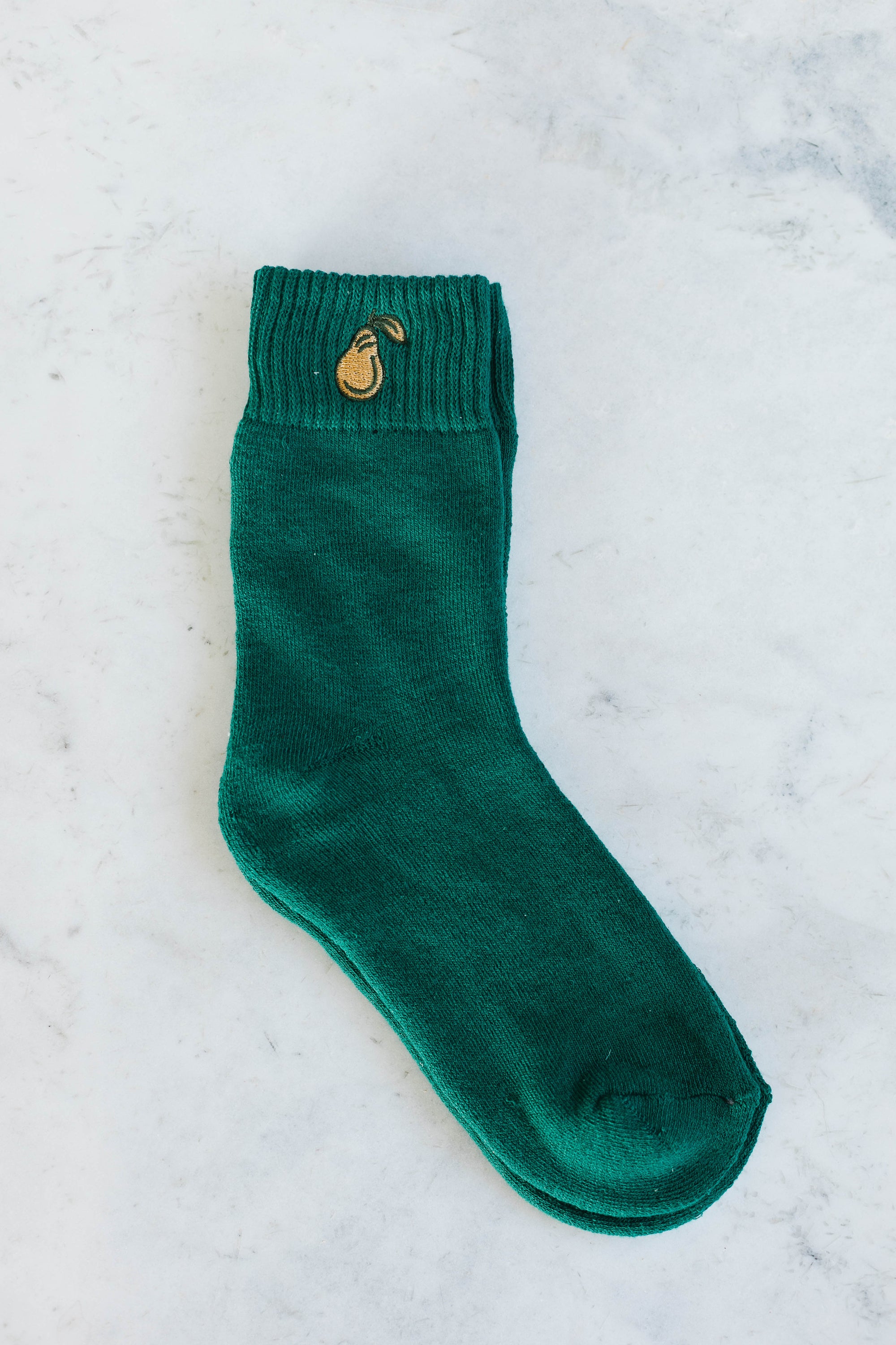 Pear Embroidered Socks