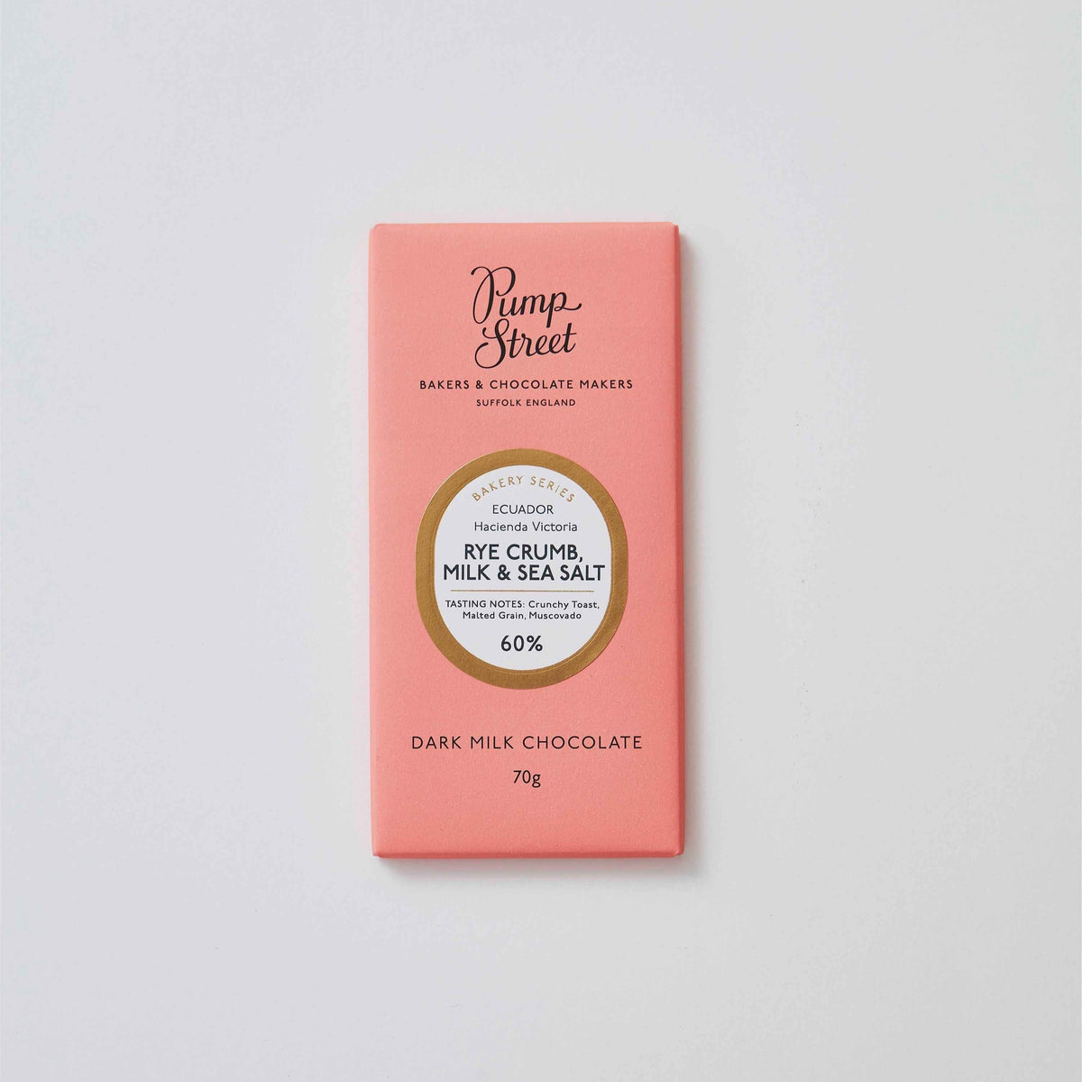 Pump Street Rye Crumb, Milk & Sea Salt 60% chocolate bar, 70g