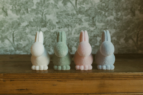 Pastel Seated Bunny w/Pom Pom Tail