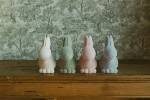 Pastel Seated Bunny w/Pom Pom Tail