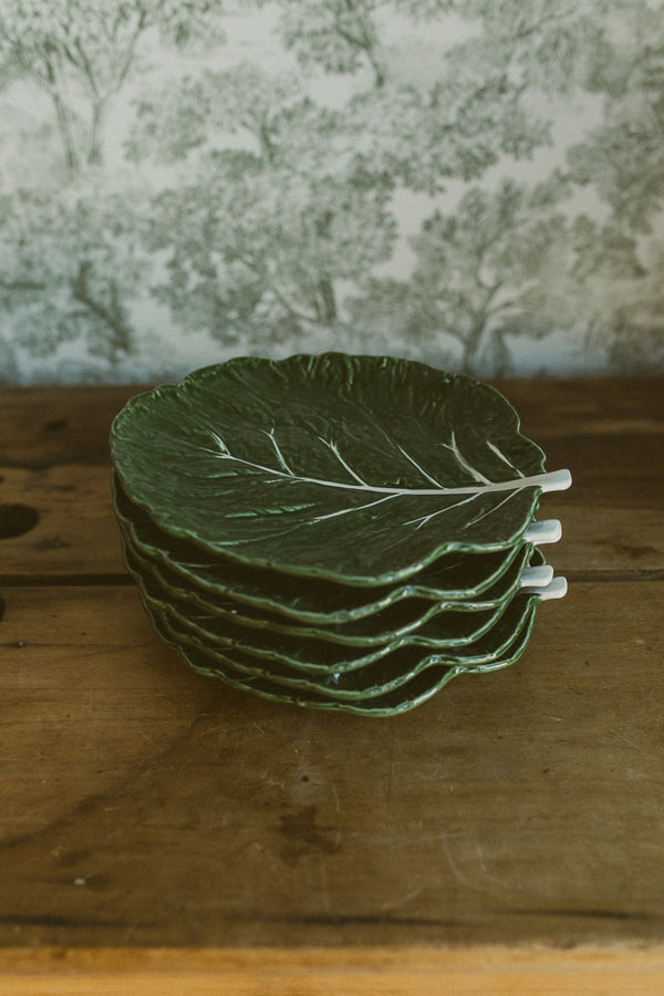 Hand-Painted Stoneware Cabbage Shaped Plate