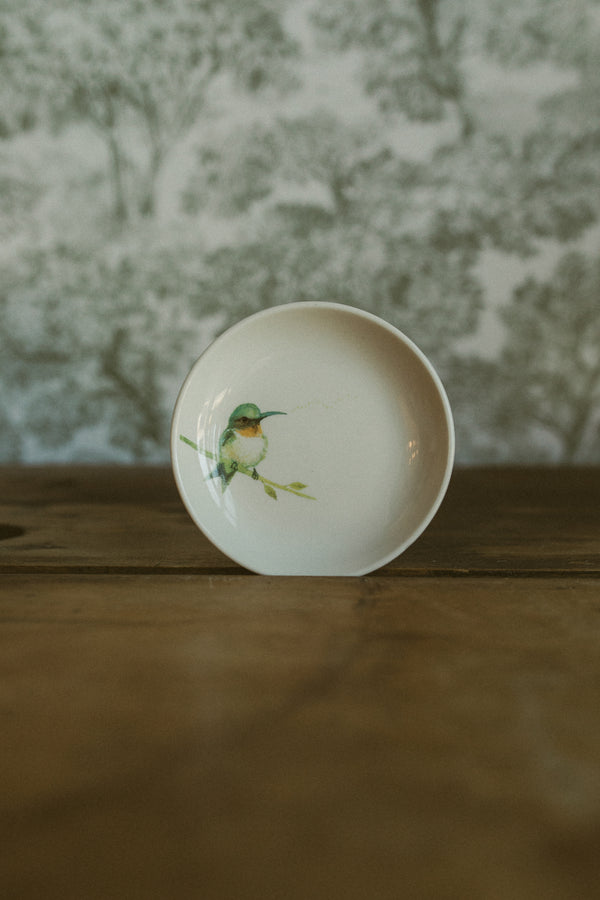 Stoneware Dish w/ Bird on Branch