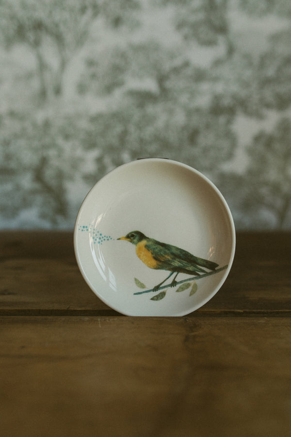 Stoneware Dish w/ Bird on Branch