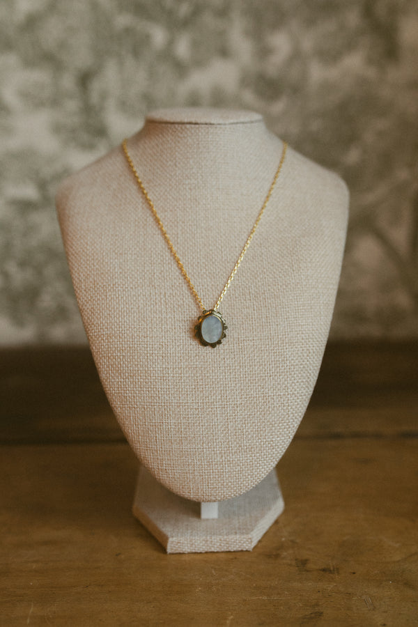 Necklace, Brass & MOP Medallion