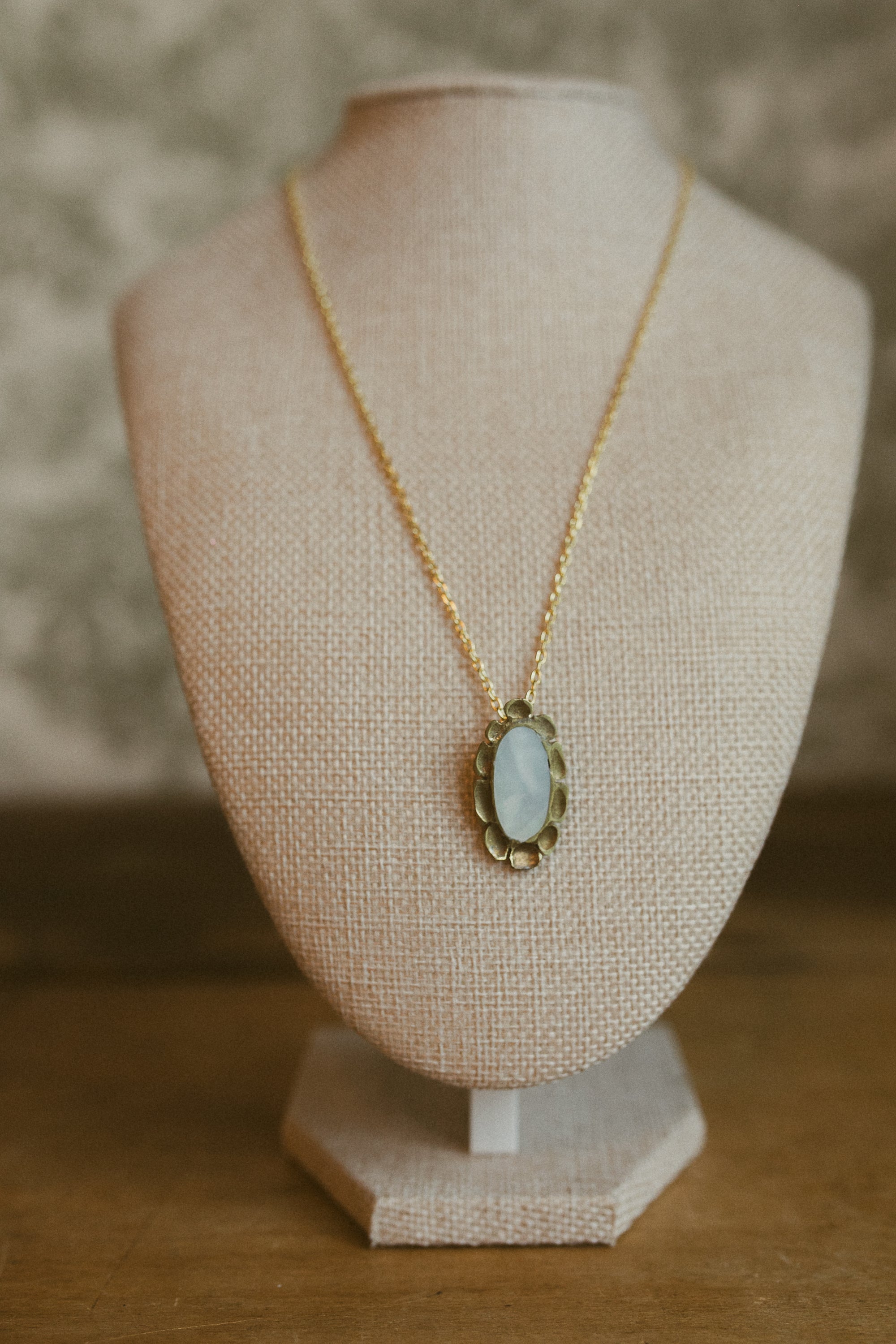 Necklace, Brass &amp; MOP Medallion