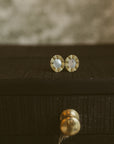 Earring, Brass & MOP Medallion