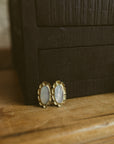 Earring, Brass & MOP Medallion