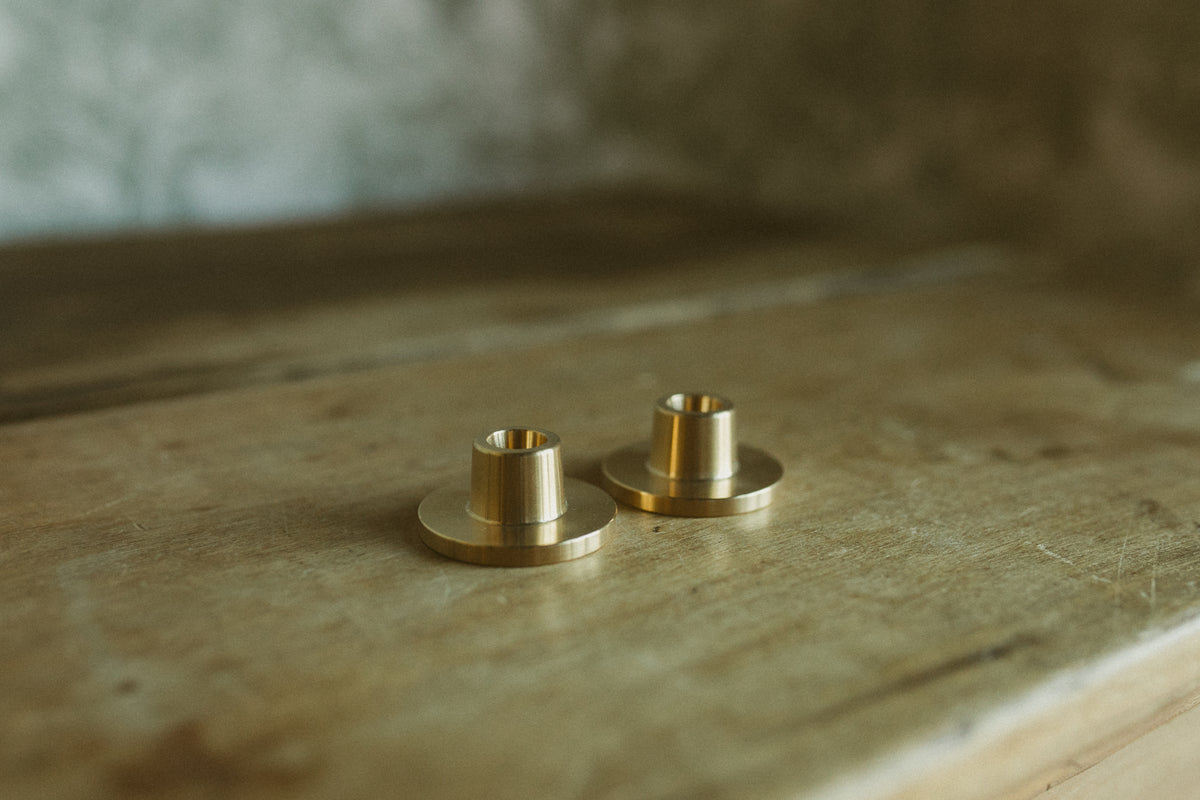 Box of 2 candle holder for fine candles - BRASS