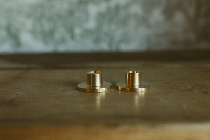 Box of 2 candle holder for fine candles - BRASS