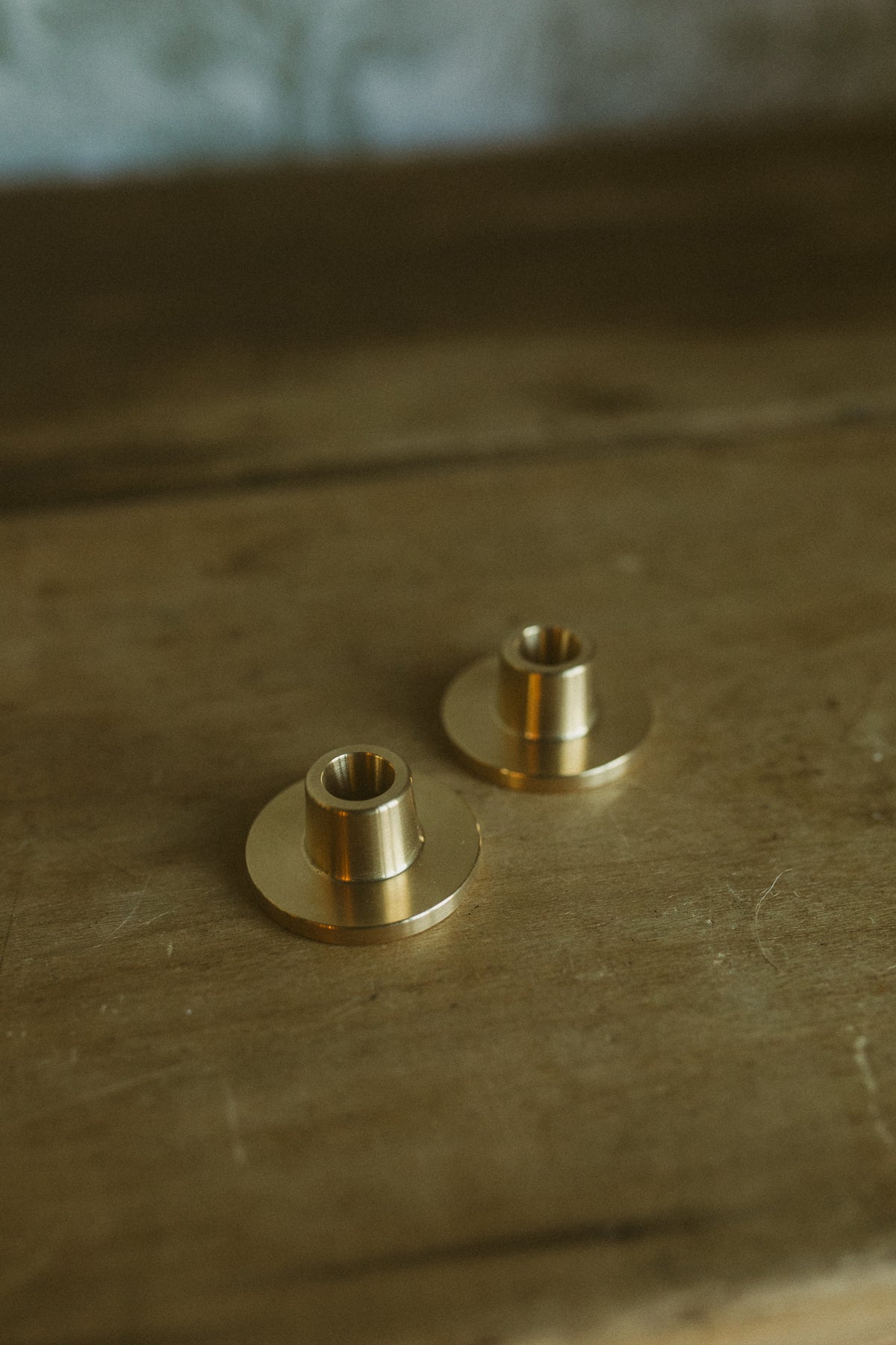 Box of 2 candle holder for fine candles - BRASS