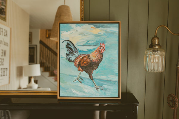 Maui Rooster original oil painting by Chantry Brewer, alternate view