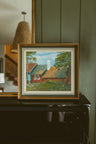 "Sunlit Cottage with Birches"