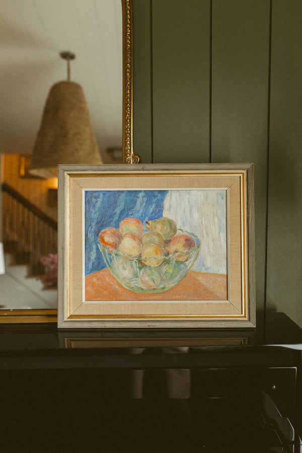 "Glass Bowl with Peaches and Pears"