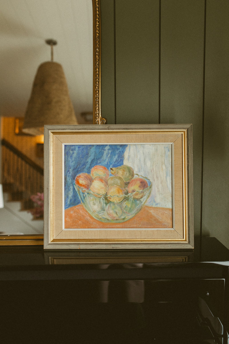 "Glass Bowl with Peaches and Pears"