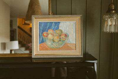 "Glass Bowl with Peaches and Pears"
