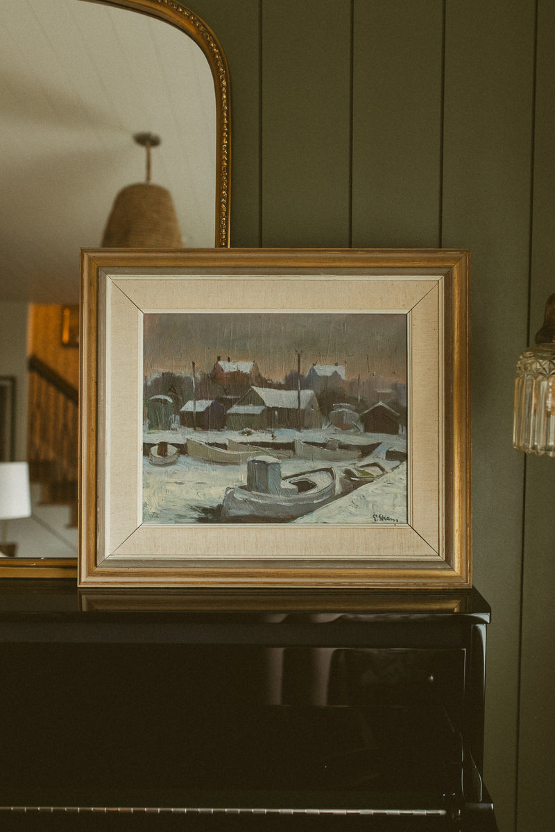 "Winter Harbor in Twilight"