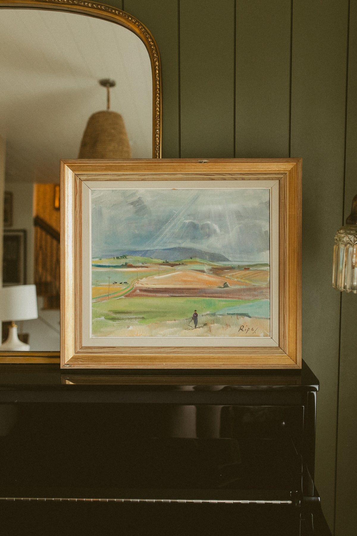 "Sunlit Fields and Dramatic Sky"