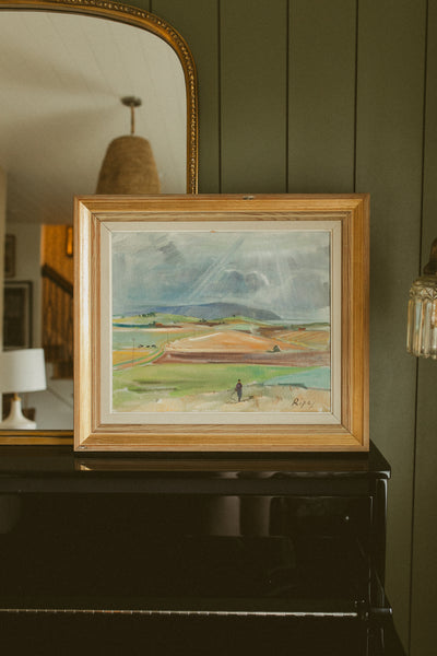 "Sunlit Fields and Dramatic Sky"