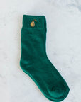 Pear Embroidered Socks