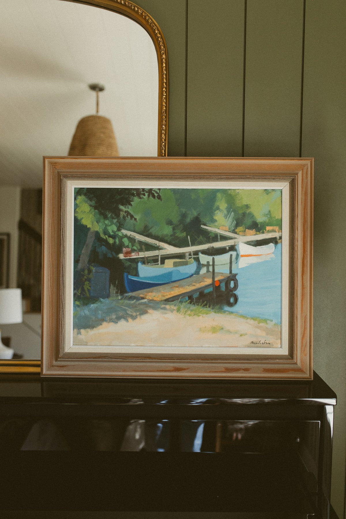 "Båtar vid bryggan" (Boats at the Wooden Dock)