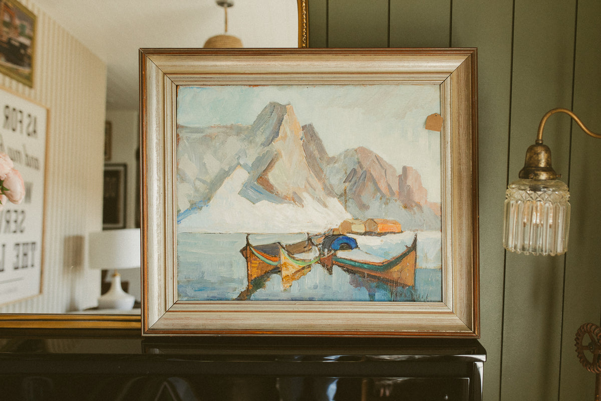 "Fjäll och båtar" (Fjord Harbor with Fishing Boats)