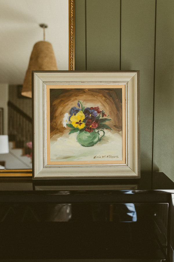 "Pansies in a Green Pitcher"