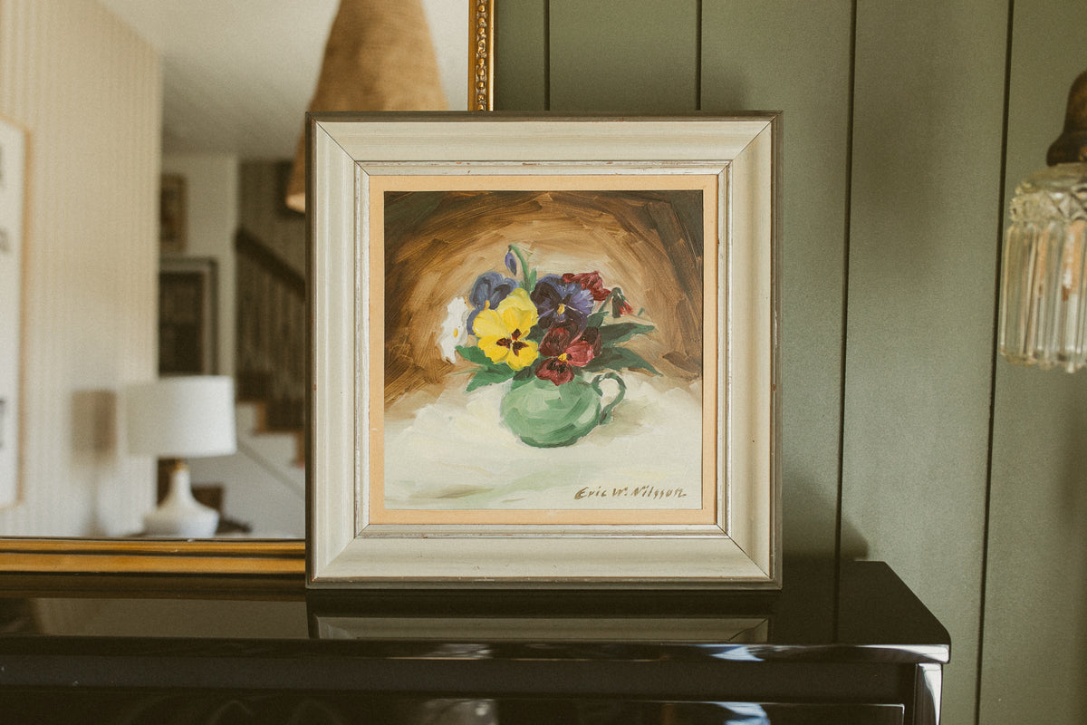 "Pansies in a Green Pitcher"