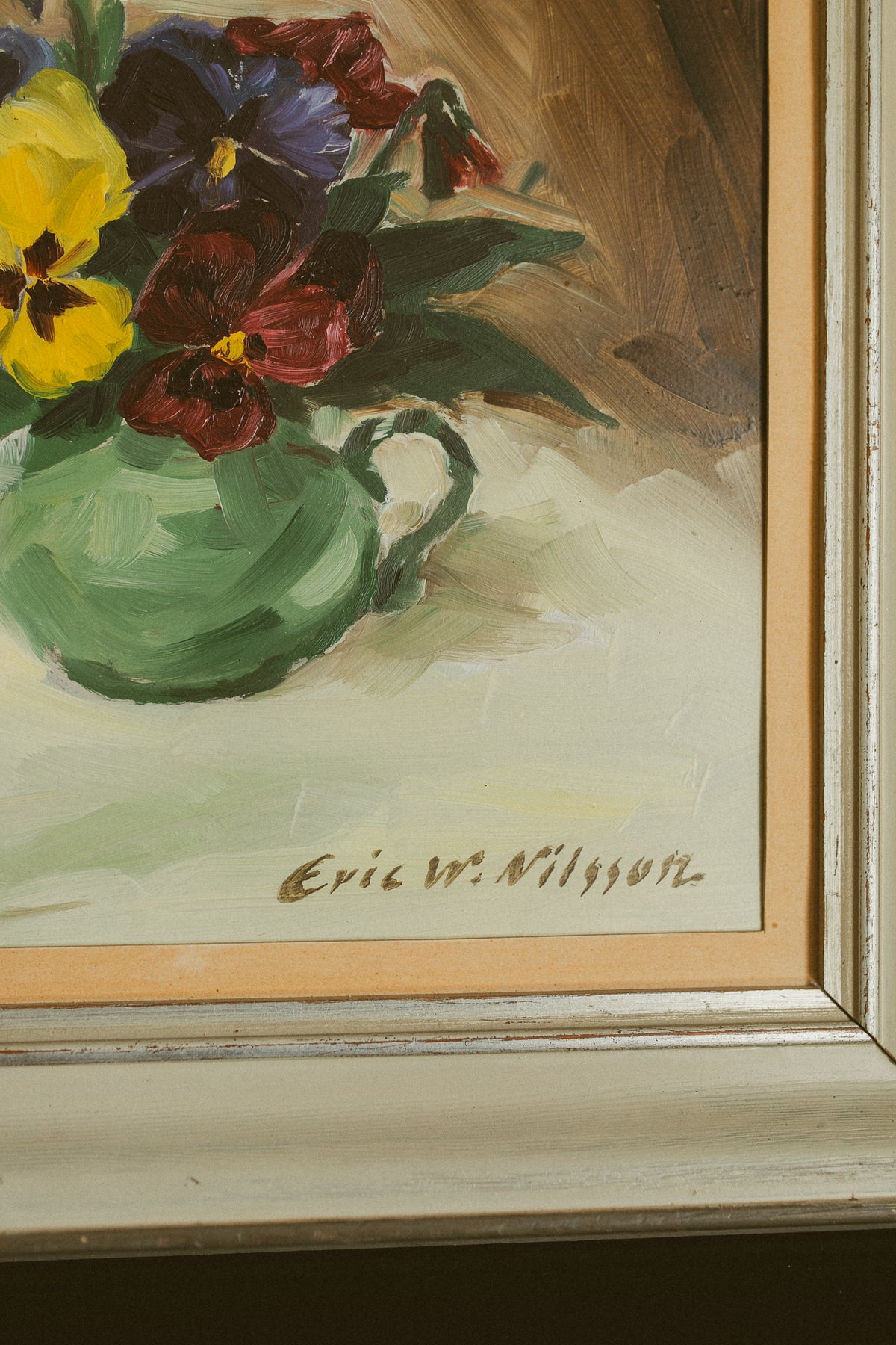 "Pansies in a Green Pitcher"