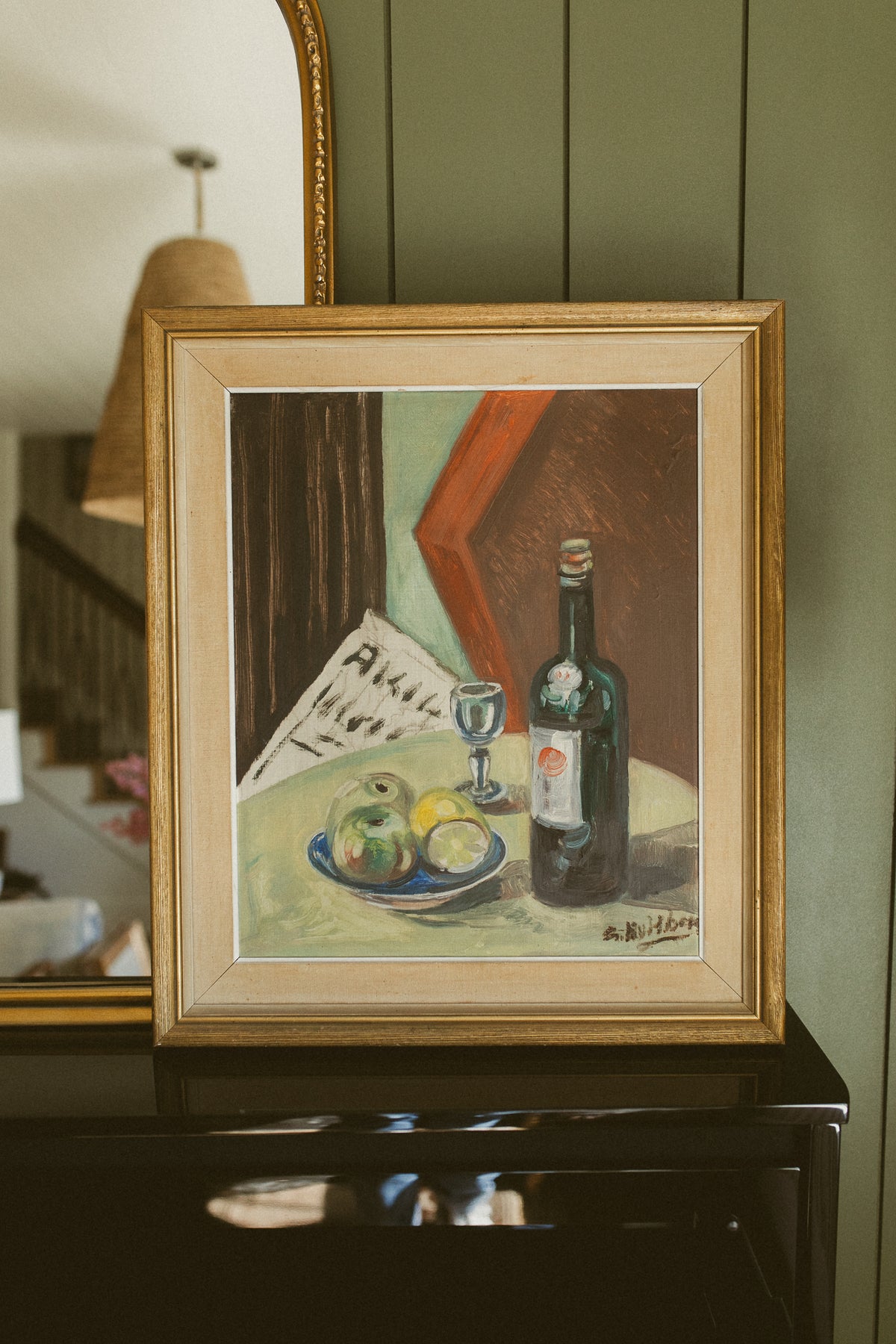 "Still Life with Wine Bottle and Newspaper"
