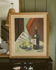 "Still Life with Wine Bottle and Newspaper"