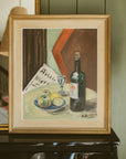 "Still Life with Wine Bottle and Newspaper"