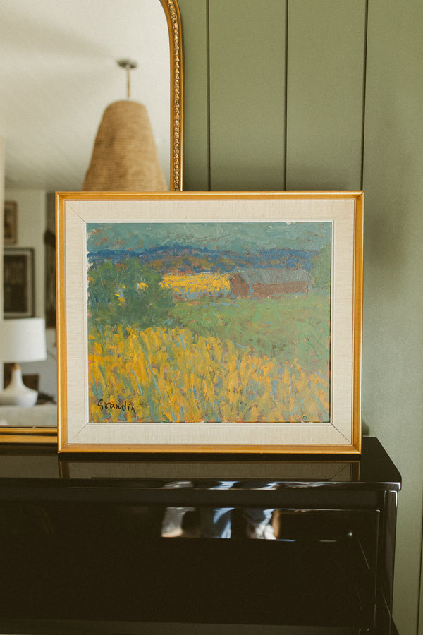 "Country Barns in Golden Fields"