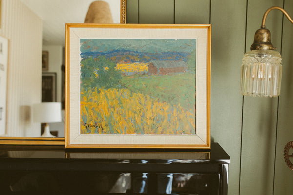 "Country Barns in Golden Fields"