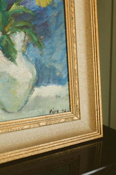 "Yellow Marigolds in a White Vase"