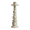 Carved Mango Wood Taper Holder, Bleached