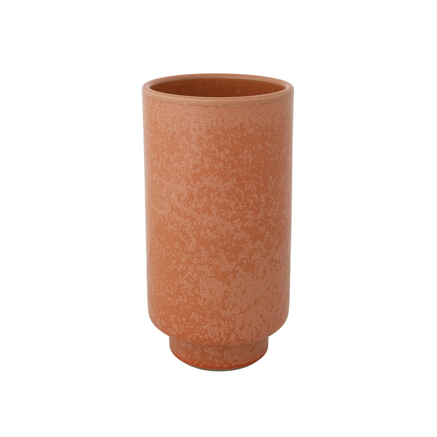Stoneware Footed Vase, Coral Color (Each One Will Vary)
