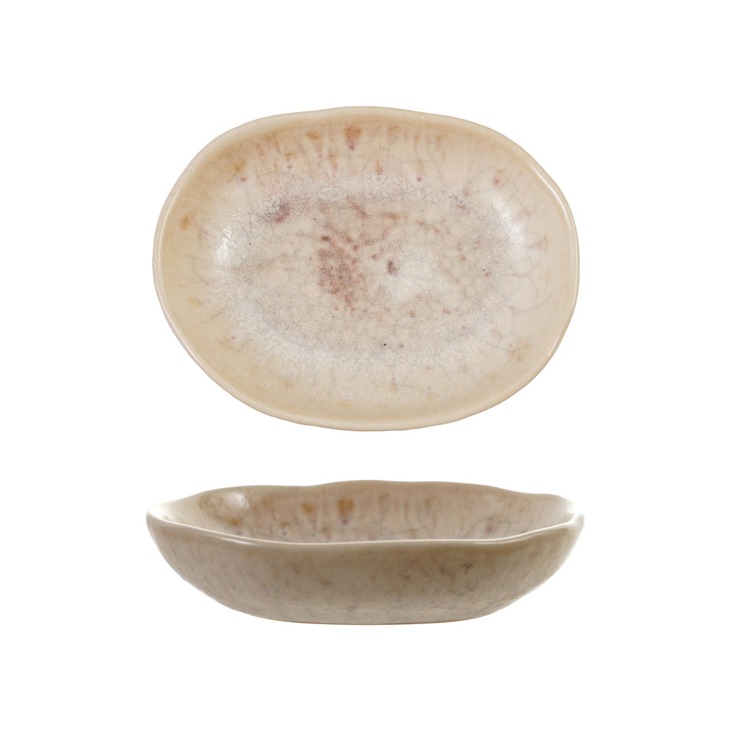 Stoneware Dish, Reactive Crackle Glaze (Each Will Vary)