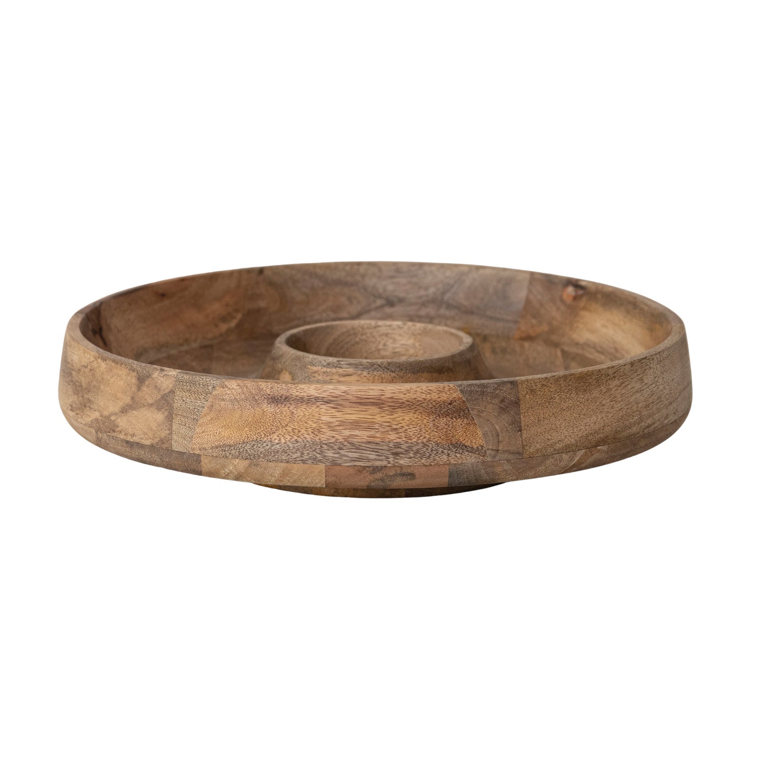 Mango Wood Lazy Suzan Server/Chip &amp; Dip, Natural