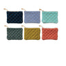 Quilted Cotton Velvet Zip Pouch w/ Metallic Thread Embroidery & Tassel, 6 Colors