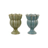 Stoneware Scalloped Footed Vase, 2 Colors (Each Will Vary)