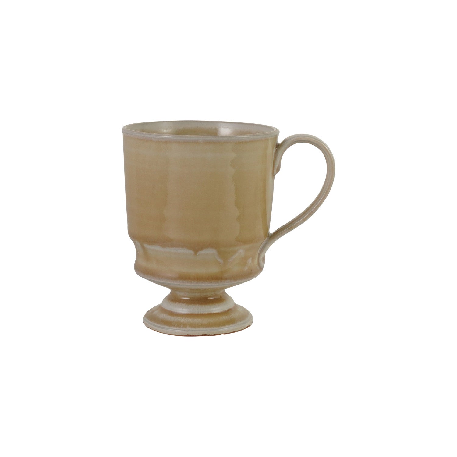 10 oz. Stoneware Footed Mug, Tan Color (Each Will Vary)